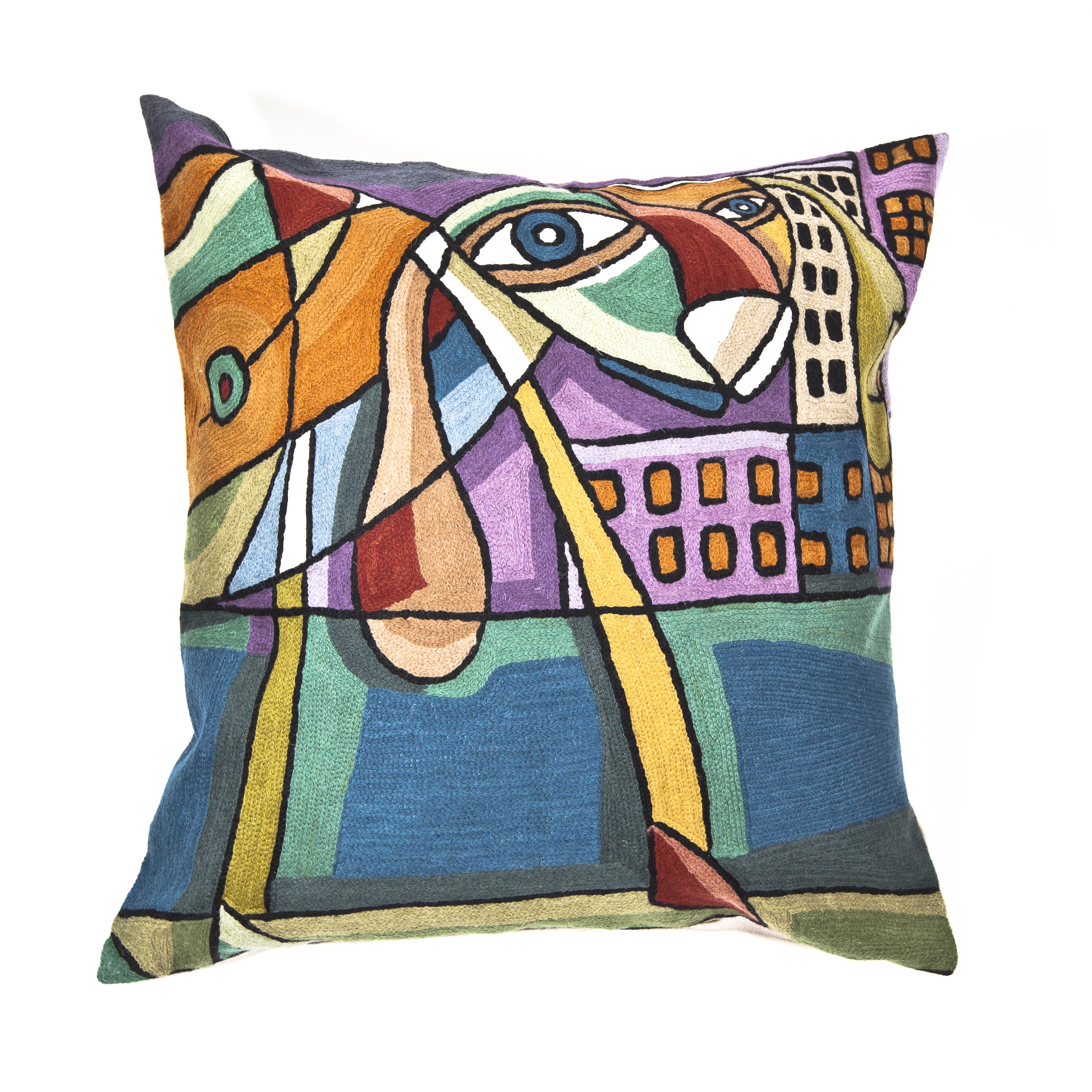 multi colored couch pillows