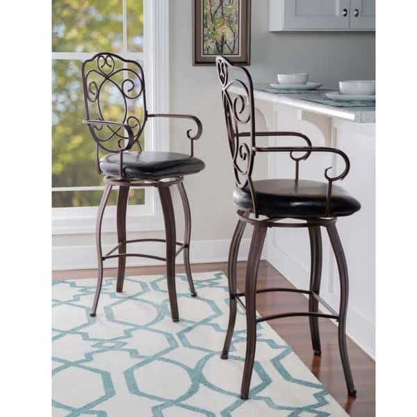 Copper Grove Grigoriopol Metal Bar Stool with Dark Brown Vinyl Seating