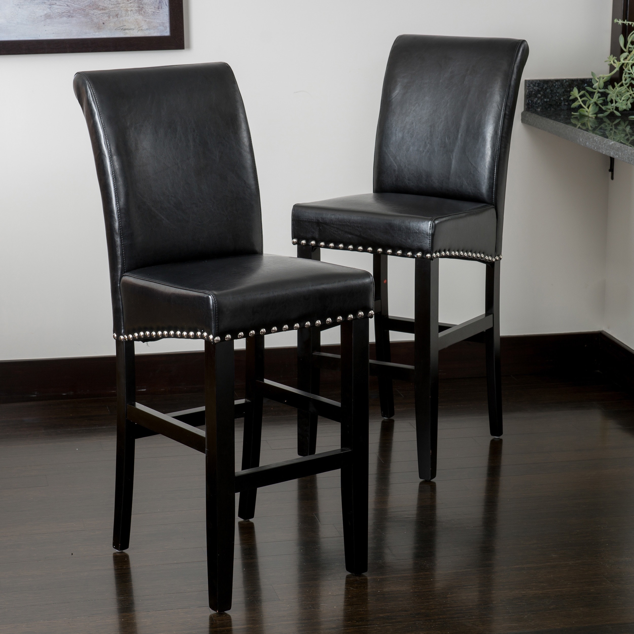 Lisette 47 Inch Leather Bar Stool Set Of 2 By Christopher Knight Lisette 47 Inch Leather Bar Stool Set Of