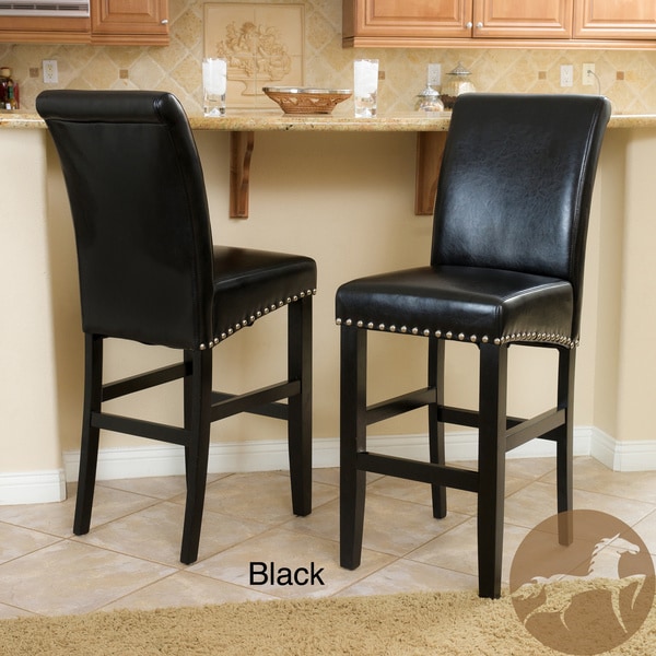 Christopher Knight Home Lisette Leather Bar Stool (Set of 2) Christopher Knight Home Bar Stools