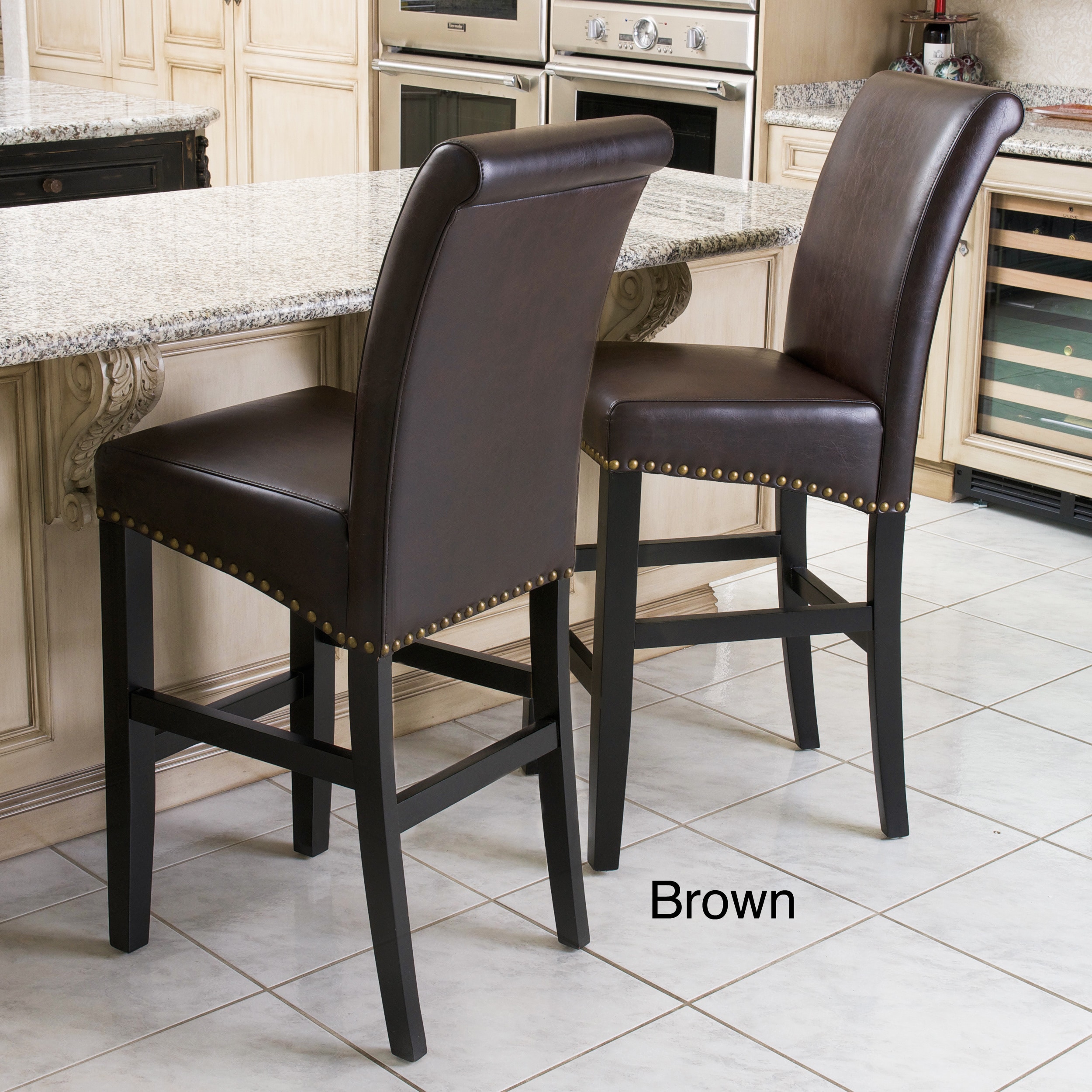 Christopher Knight Home Lisette Leather Bar Stool (set Of 2)