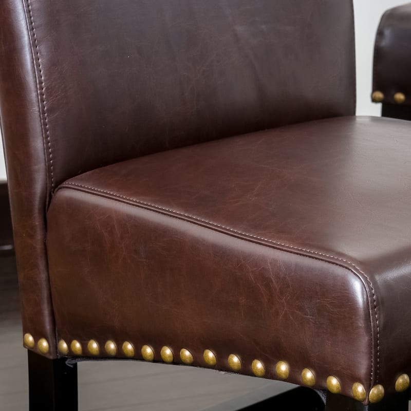 Lisette 41-inch Leather Counter Stool (Set of 2) by Christopher Knight Home