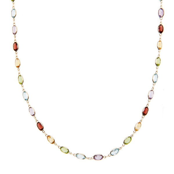 Shop 14k Yellow Gold 18 2/5 TGW Oval-cut Multi-gemstone Necklace - On ...