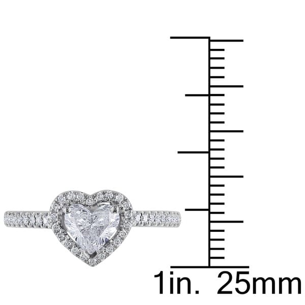 Miadora 14k White Gold 1ct TDW Diamond Heart Ring
