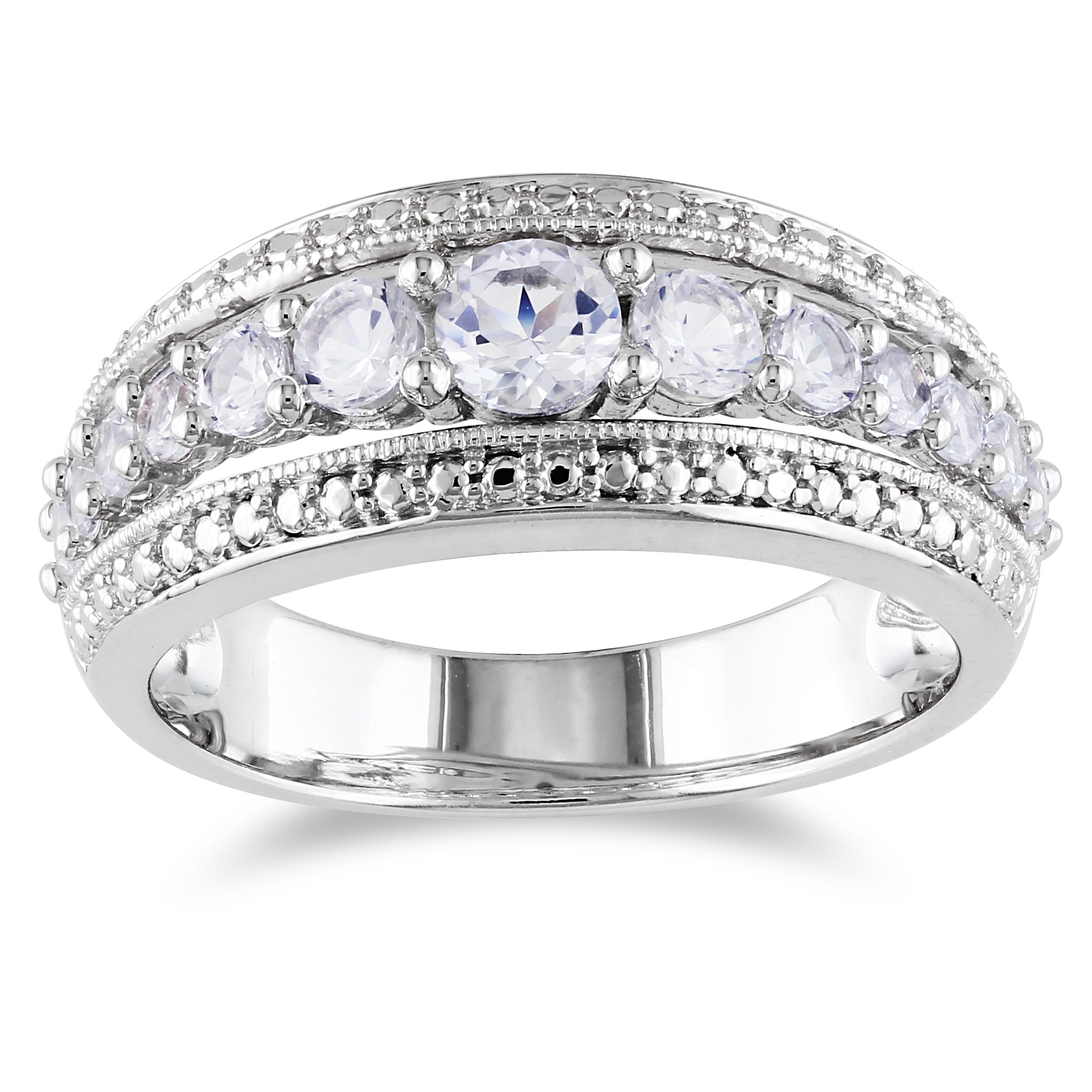 Miadora Sterling Silver 1ct TGW Created White Sapphire Fashion Ring