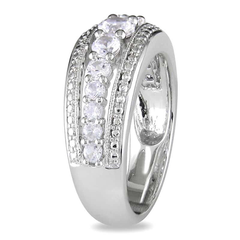 Miadora Sterling Silver 1ct TGW Created White Sapphire Fashion Ring
