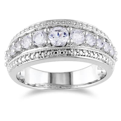 Miadora Sterling Silver 1ct TGW Created White Sapphire Fashion Ring