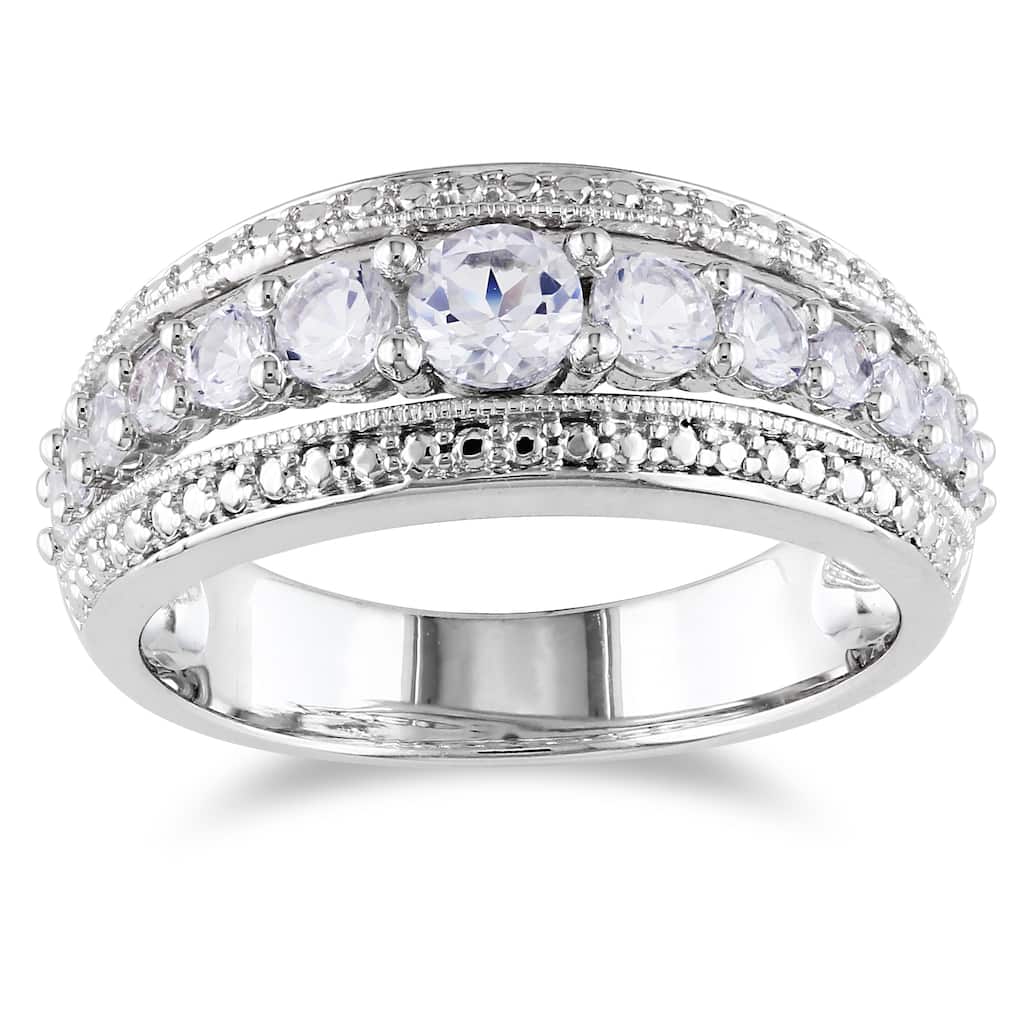 Miadora Sterling Silver 1ct TGW Created White Sapphire Fashion Ring