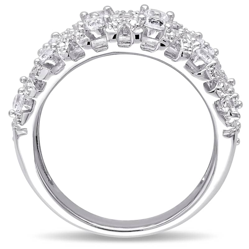Miadora Sterling Silver White Prong-set Created Sapphire Ring