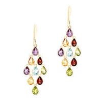 14k Yellow Gold Multi Gemstone Dangle Earrings On Free 14k Yellow Gold Multi Gemstone Earrings