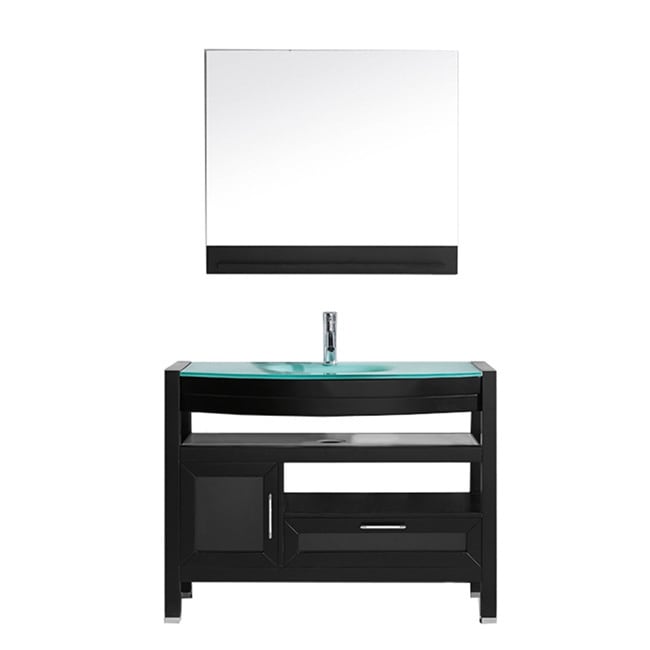 Virtu Usa Lana 43 inch Espresso/ Tempered Glass Single Sink Vanity