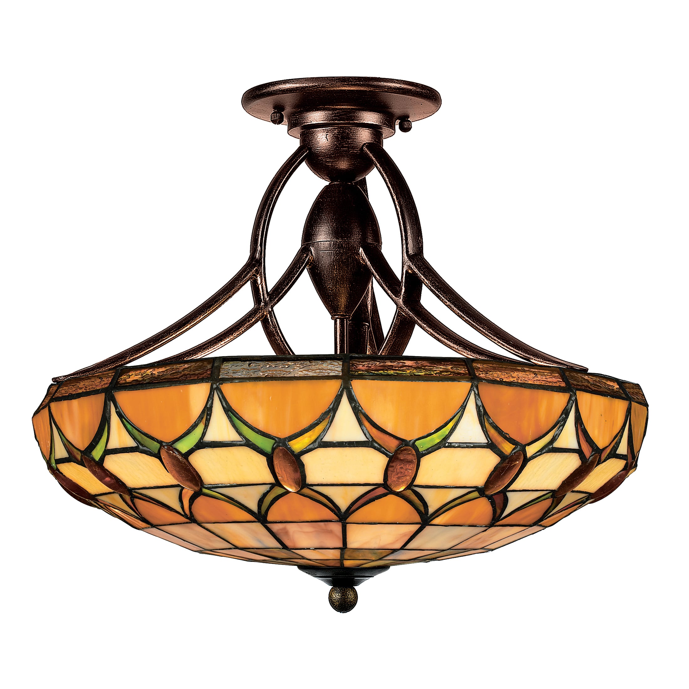 Tiffany style 2 light Espresso Semi flush Mount