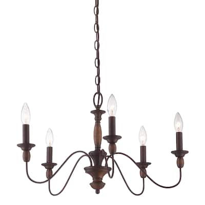 Copper Grove Clichy 5-light Tuscan Brown Chandelier