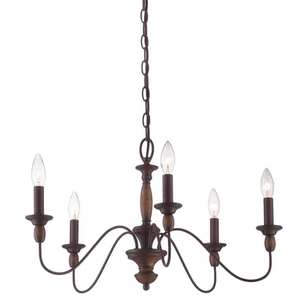 slide 1 of 1, Copper Grove Clichy 5-light Tuscan Brown Chandelier