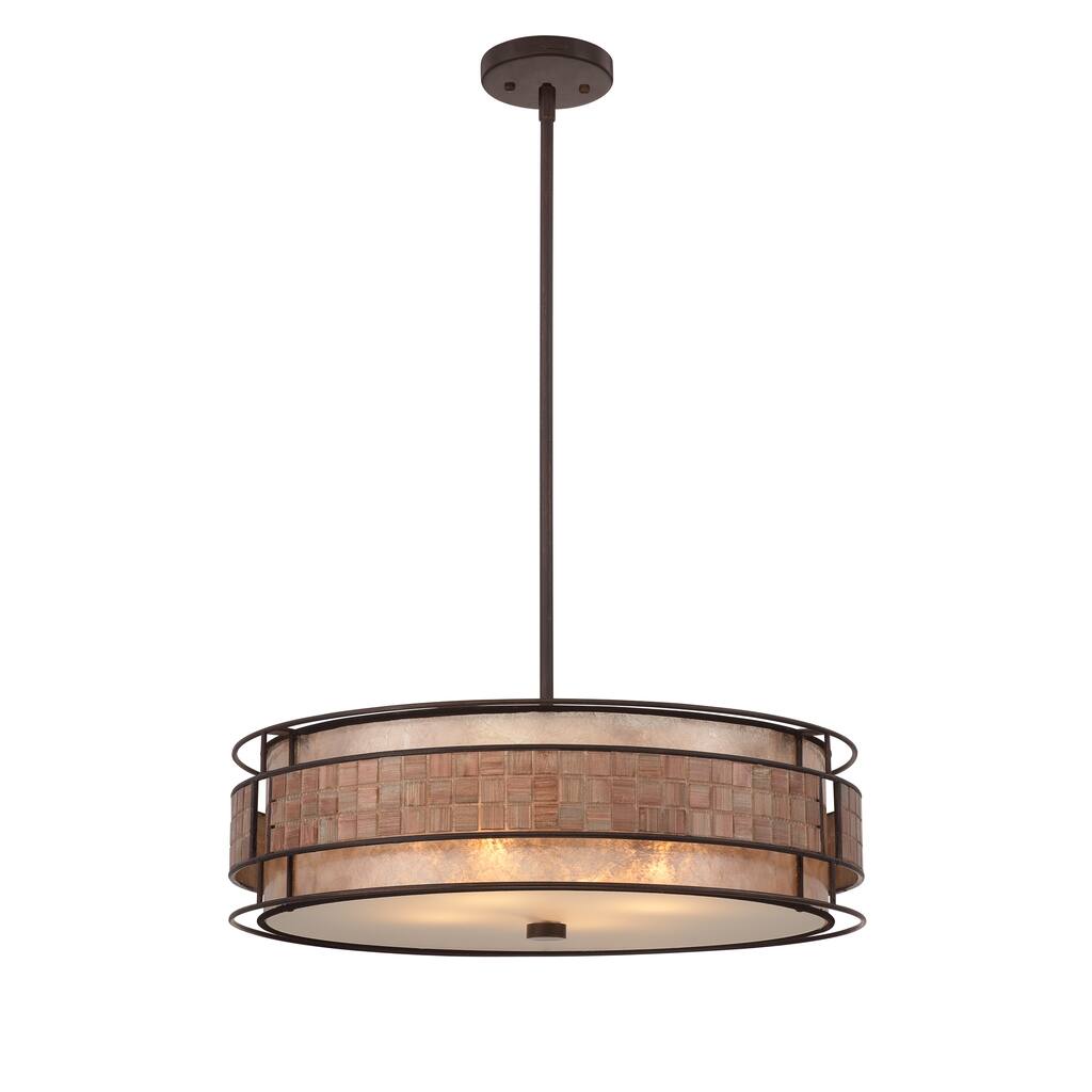 Laguna 4-Light Renaissance Copper Drum Pendant with Mica Shade