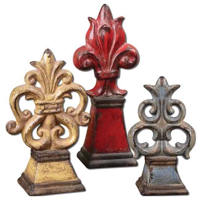 Esa Decorative Ceramic Fleur de lis Sculptures (set Of 3)