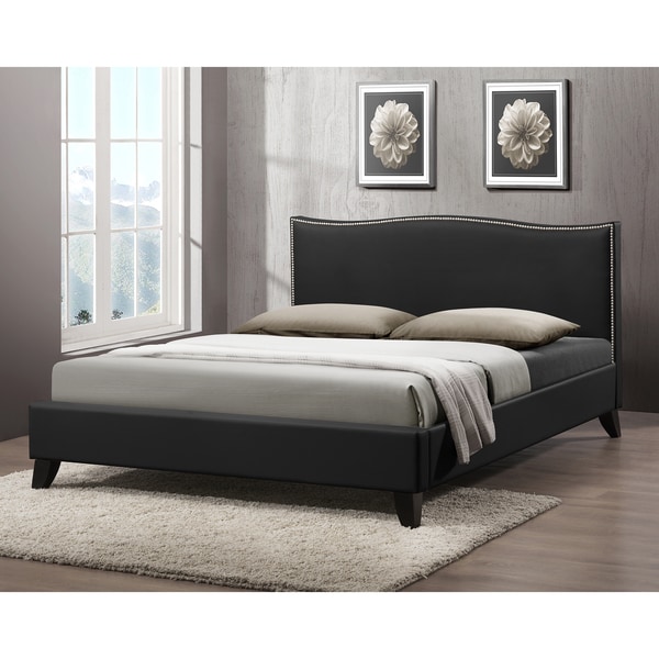 Battersby Black Modern Bed with Upholstered Headboard