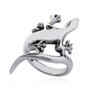 Unique Gecko Lizard Wrap .925 Sterling Silver Ring (Thailand