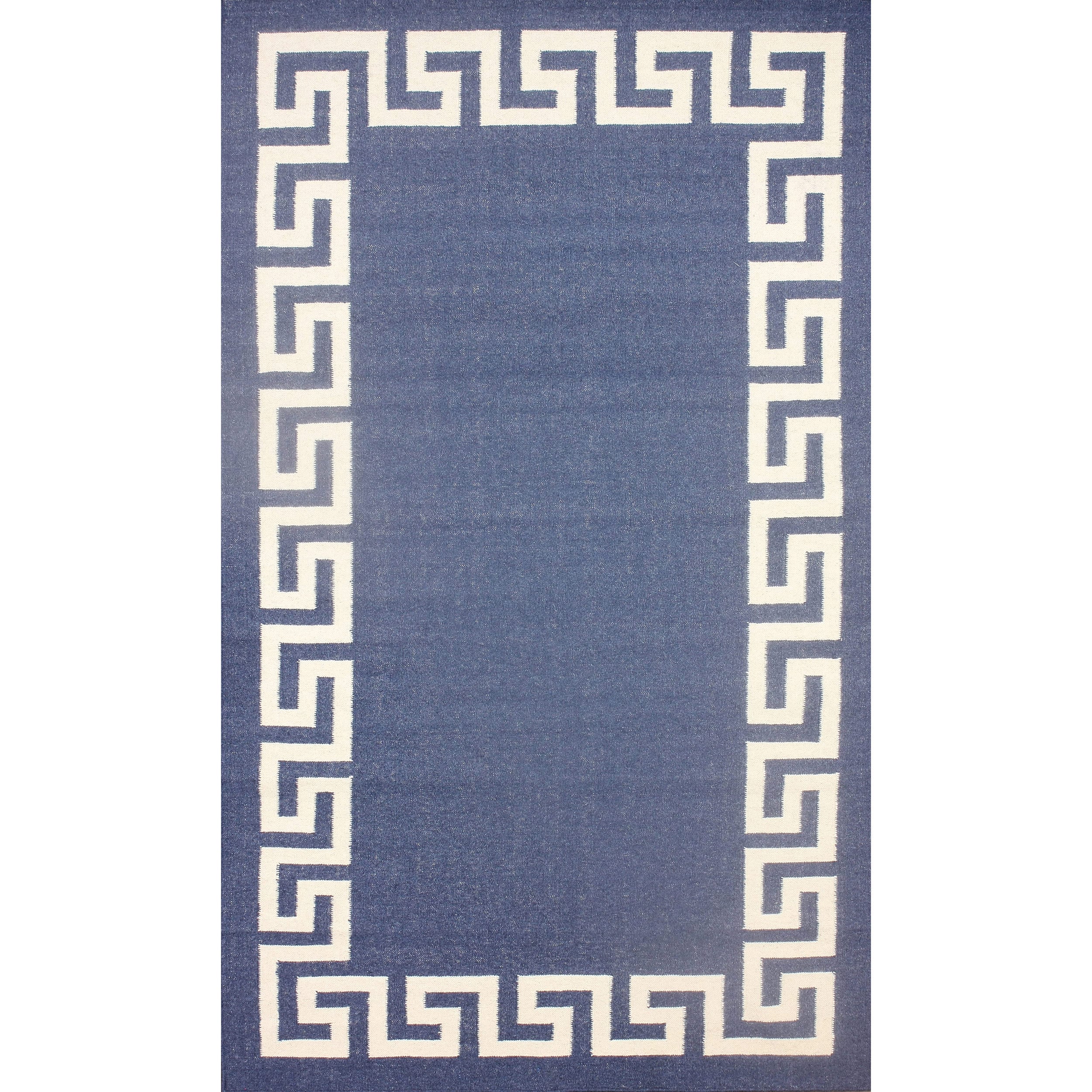 Nuloom Flatweave Greek Key Blue Wool Rug (5 X 8)