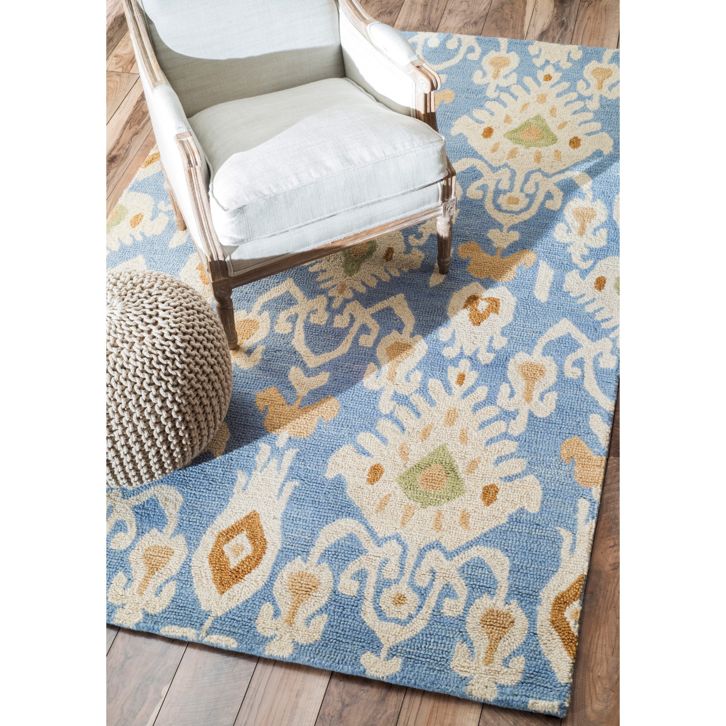 Nuloom Handmade Ikat Blue Wool Rug (3 X 5)