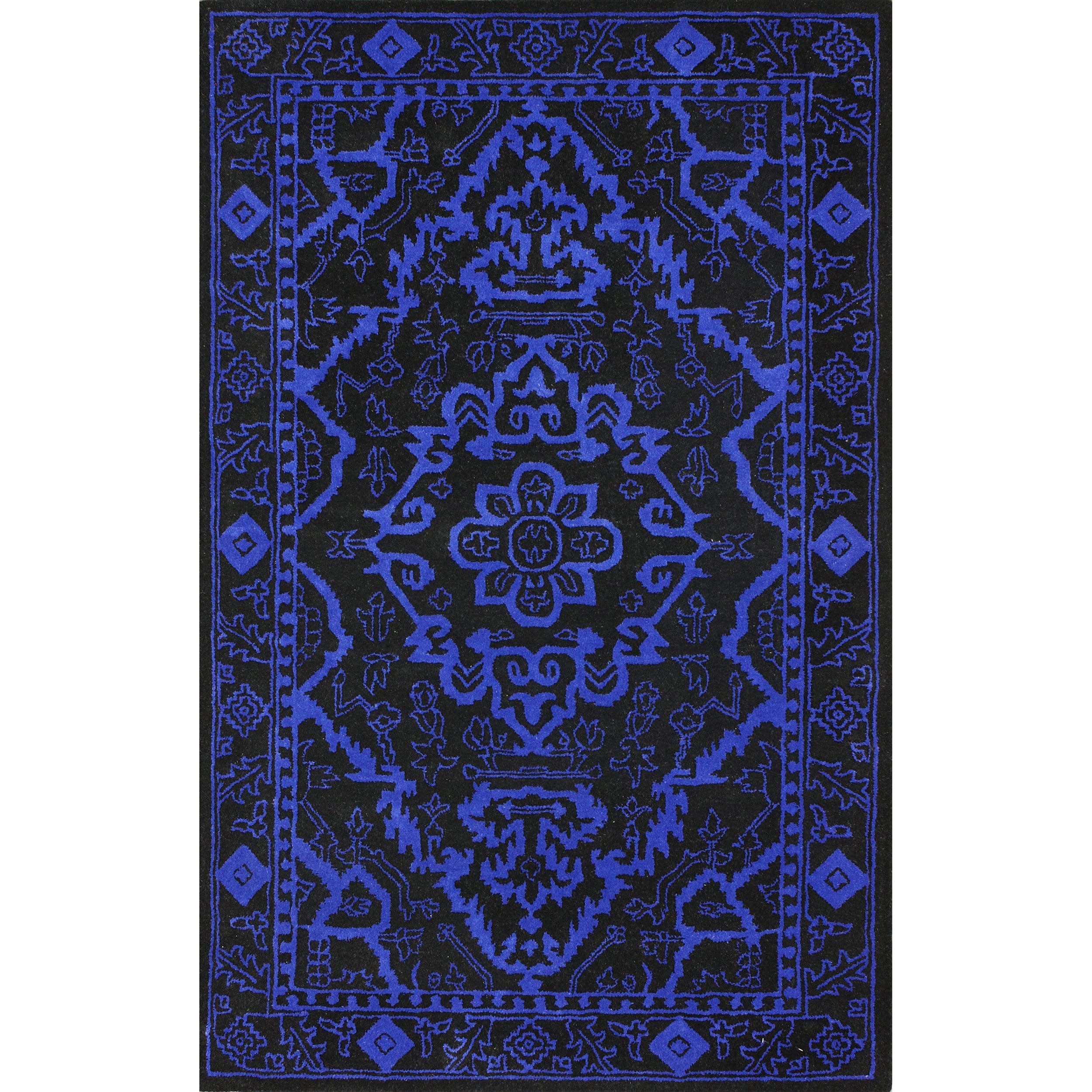 Nuloom Handmade Traditional Overdyed Blue Wool Rug (5 X 8)