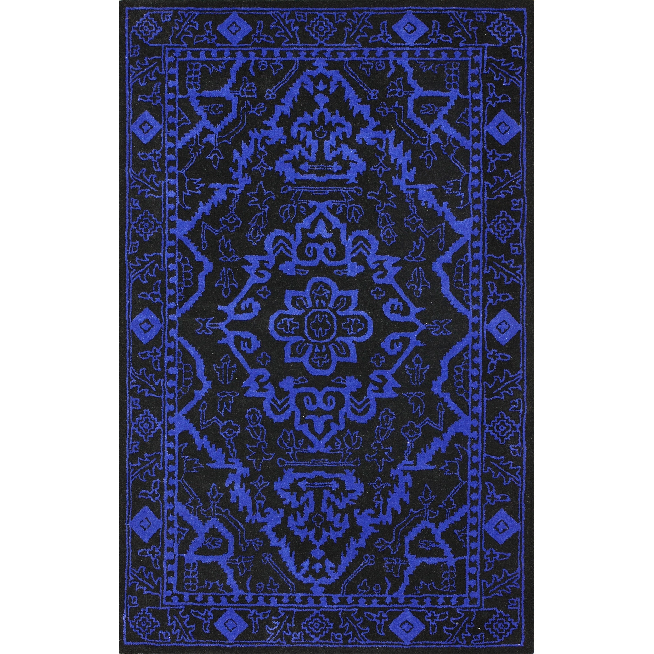 Nuloom Handmade Traditional Black Wool Rug (5 X 8)