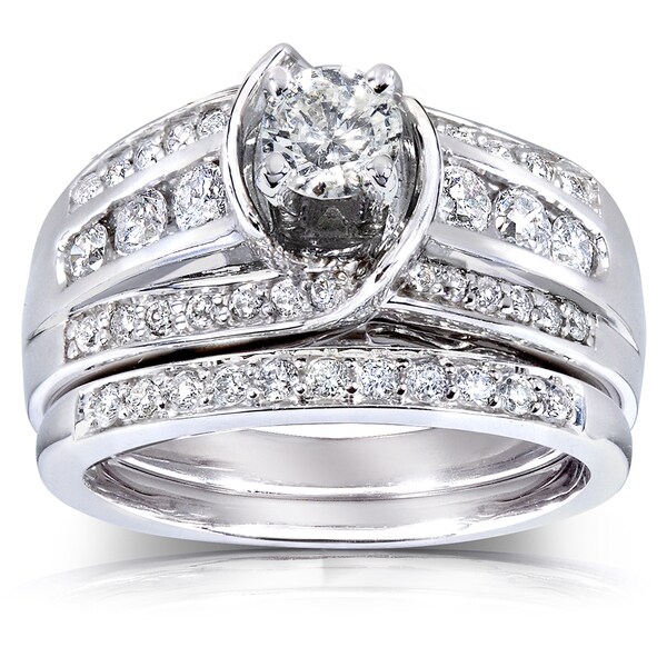 Annello by Kobelli 14k Gold 1ct TDW Round Diamond 2-piece Bridal Set