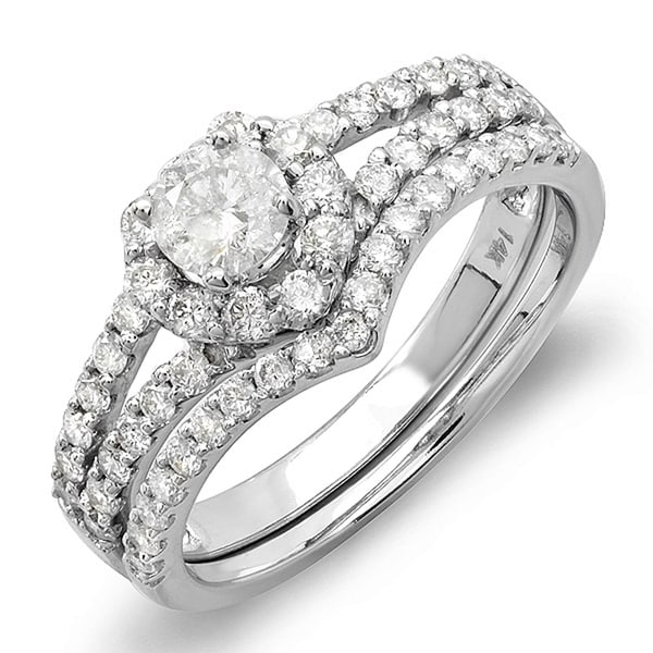 14k White Gold 1ct TDW Diamond Bridal Ring Set (H-I, I1-I2) - 15884440 ...