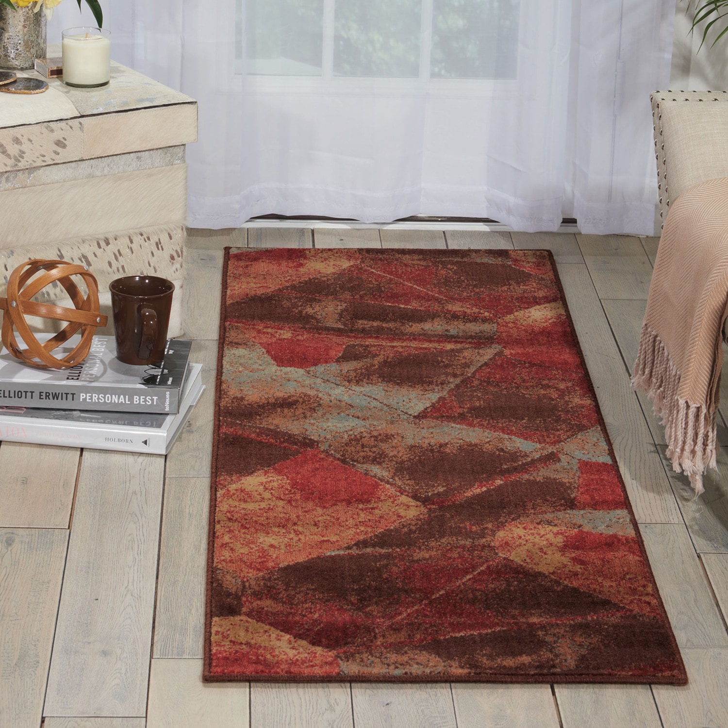 Somerset Abstract Design Chocolate/ Multi Runner Rug (2 X 59)