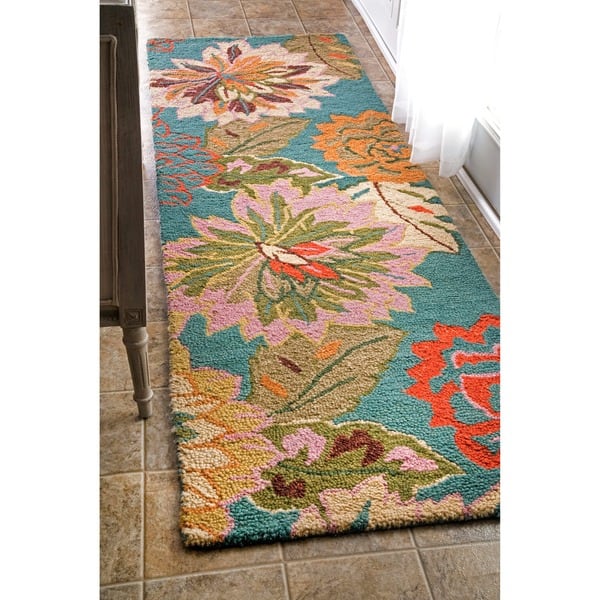 Nuloom Blue Handmade Bold Floral Wool Area Rug On Sale Overstock 8618068