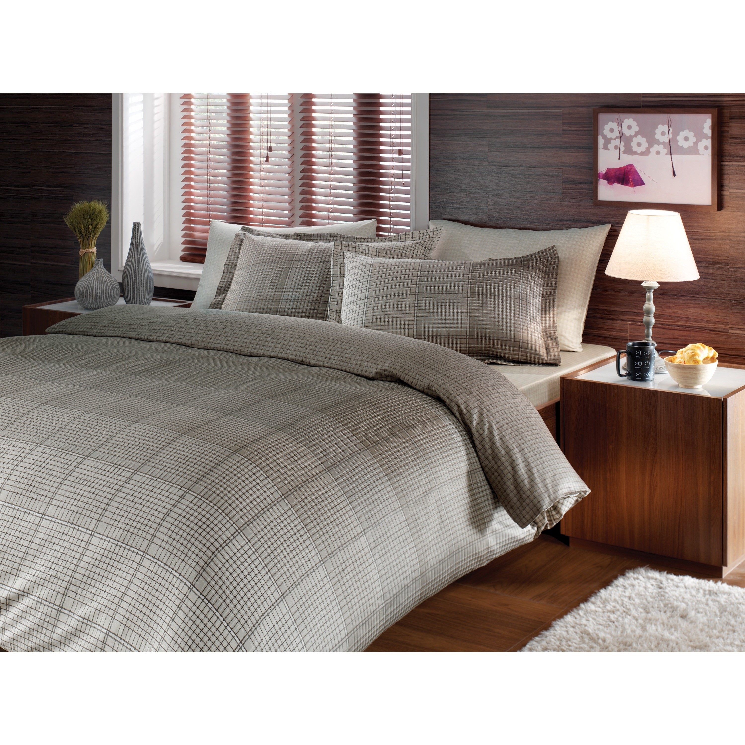 Brielle Bamboo Twill Graph 3 piece Down Alternative Comforter Set