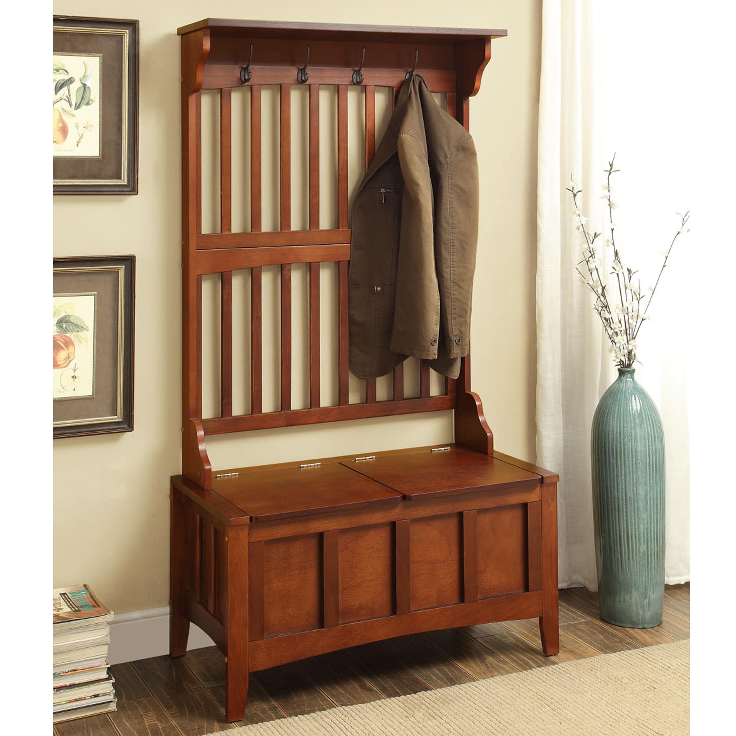 Shop Oh Home Eloise Entryway Hall Tree With Split Seat Storage Bench Free Shipping Orders