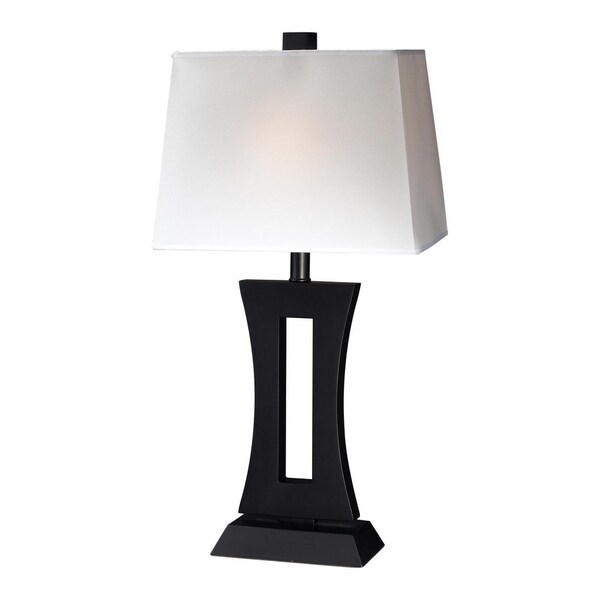 Avery Home Lighting 1-light Black Wood Table Lamp with White Shade