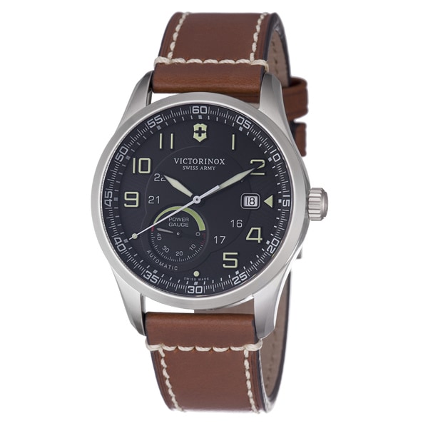 Swiss Army Men's 241575 'Air Boss' Black Dial Brown Leather Strap Watch Swiss Army Men's Swiss Army Watches