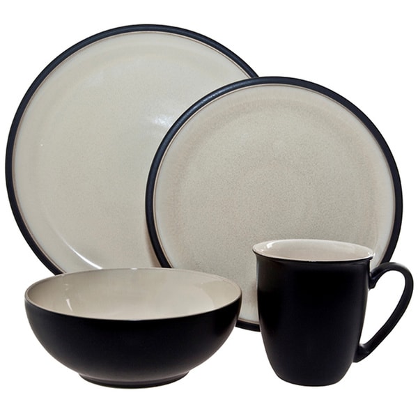 Denby Duets Black & Blue 4 piece Place Setting