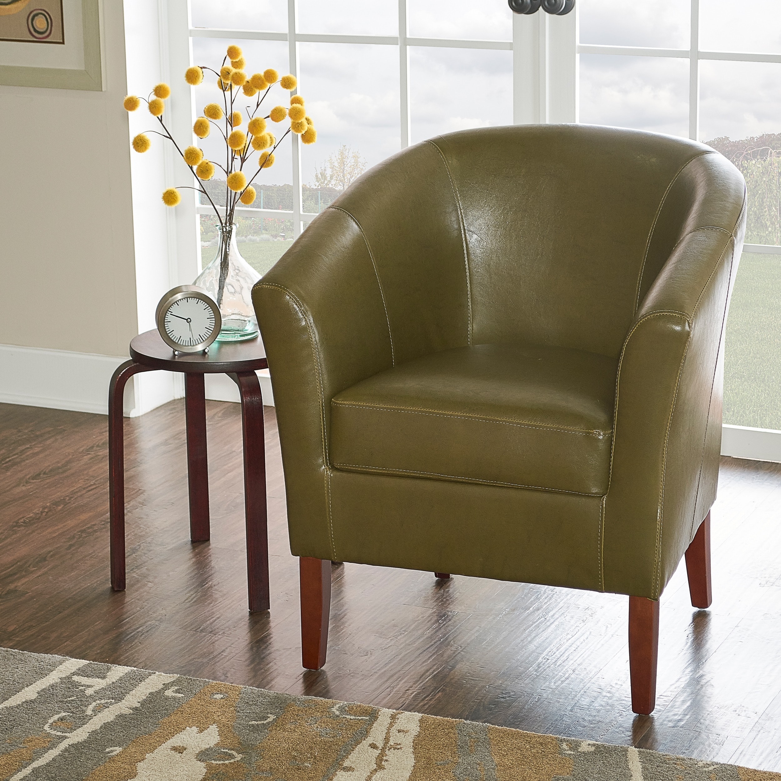 Simon Cedar Upholstered Dark Walnut Club Chair