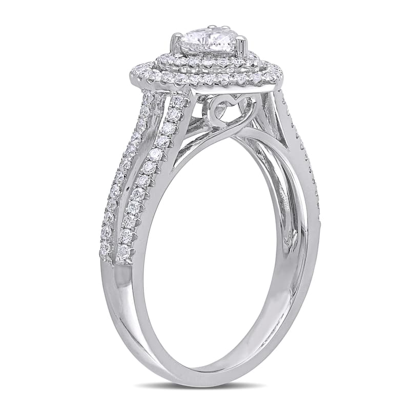 Miadora Signature Collection 14k White Gold 3/4ct TDW IGL-certified Diamond Heart Engagement Ring (G