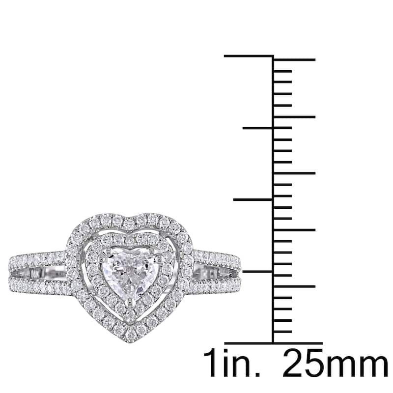 Miadora Signature Collection 14k White Gold 3/4ct TDW IGL-certified Diamond Heart Engagement Ring (G