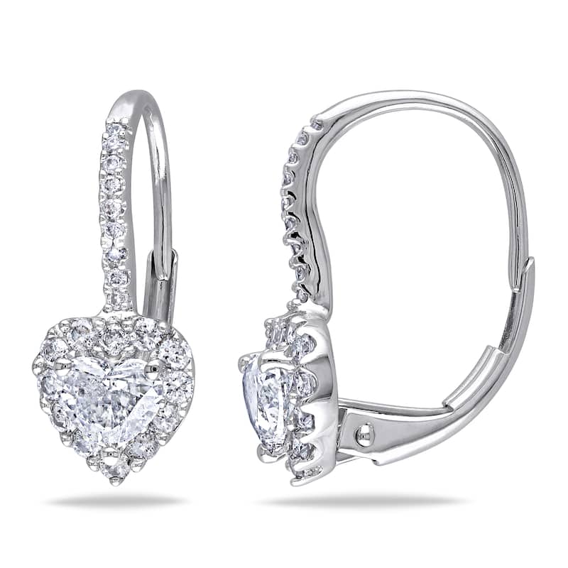 Miadora Signature Collection 14k White Gold 1ct TDW Diamond Heart Earrings