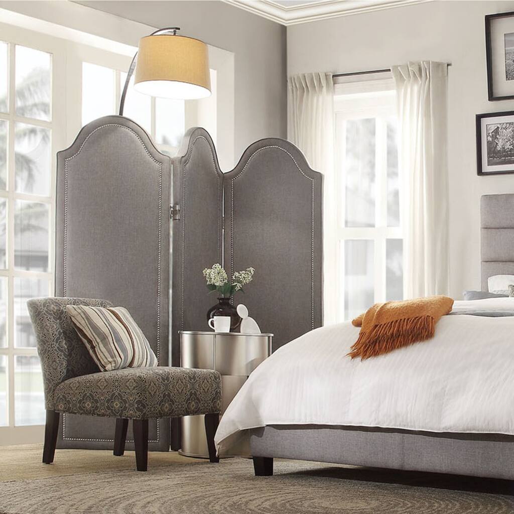 INSPIRE Q Ainslie Grey Linen Curved Top 3-Piece Divider