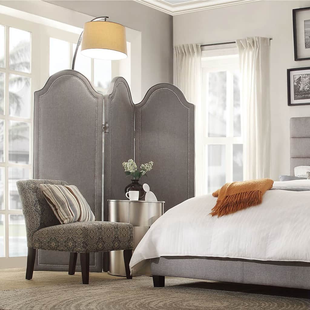 INSPIRE Q Ainslie Grey Linen Curved Top 3-Piece Divider