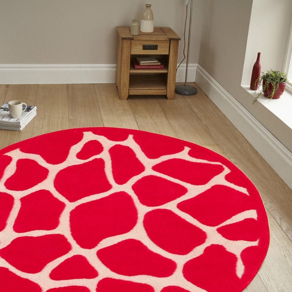 Hand tufted Animal print Hot Pink Rug (79 Round)