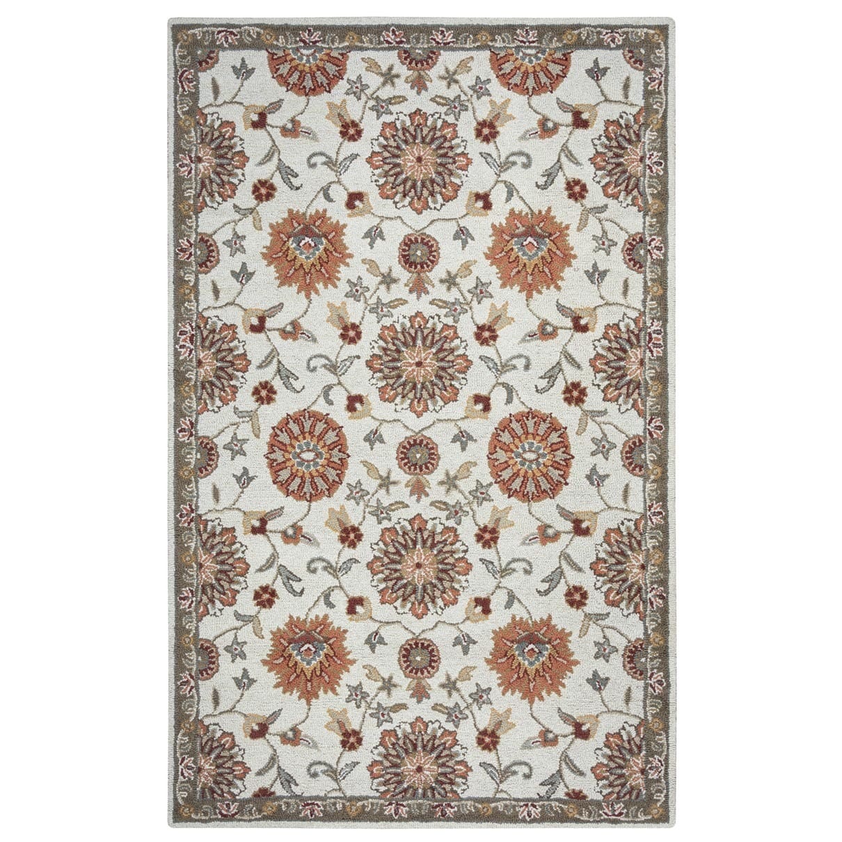 Hand tufted Handicraft Imports Aisling Beige Oriental style Wool blend Area Rug (5 X 8)
