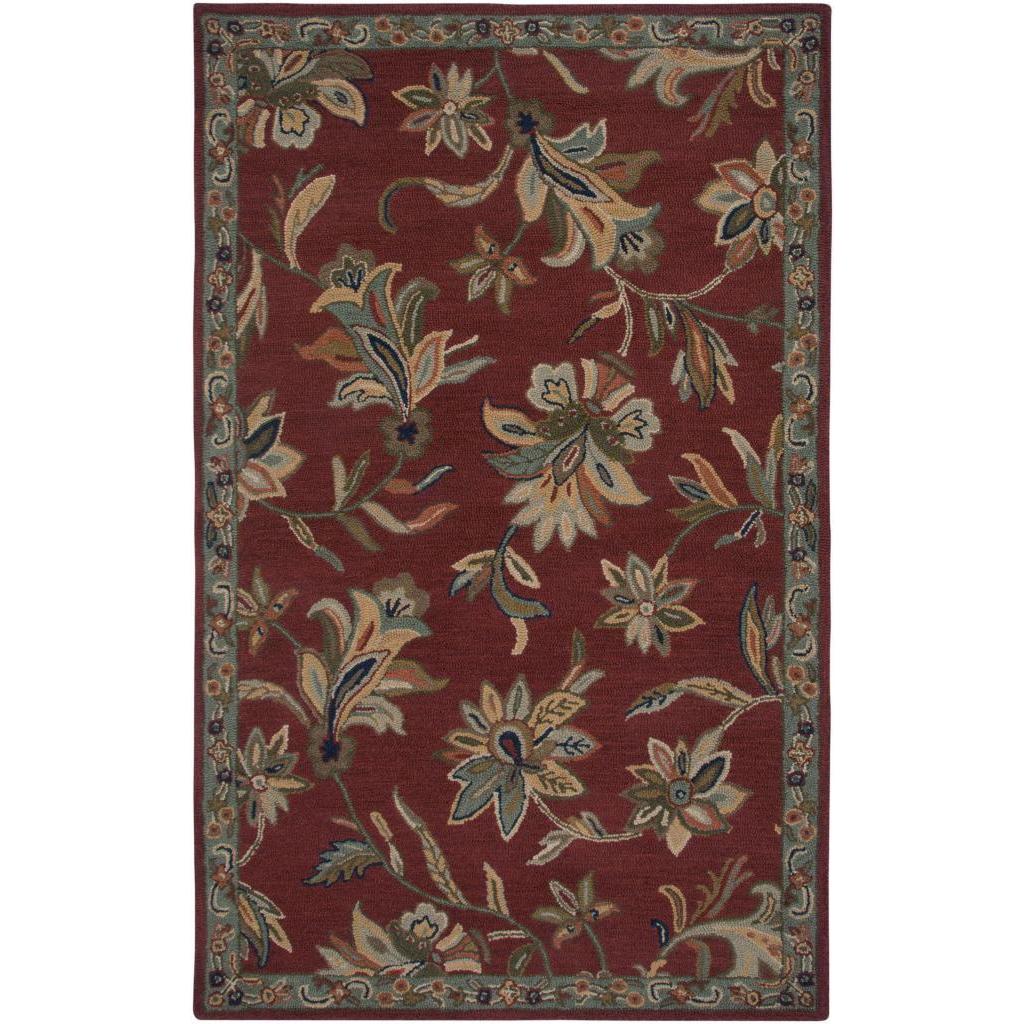 Hand tufted Handicraft Imports Aisling Red/ Green Wool Blend Area Rug (5 X 8)