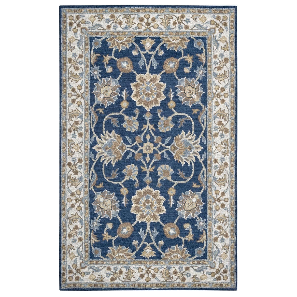 Hand tufted Handicraft Imports Aisling Navy/ Ivory Wool Blend Area Rug (8 X 10)