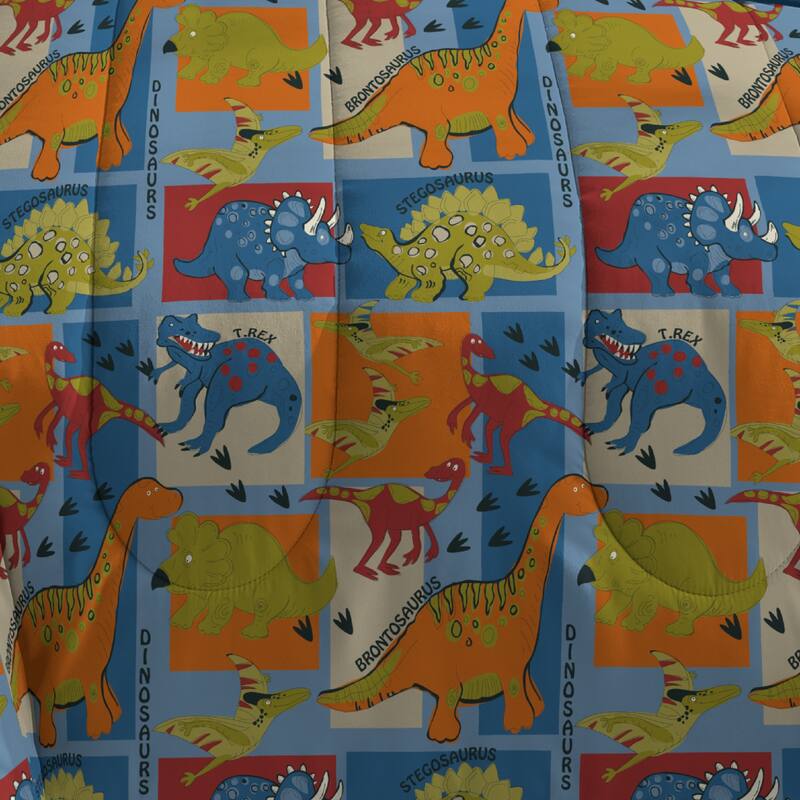 Dream Factory Dinosaur Blocks 7-piece Bed in a Bag with Sheet Set