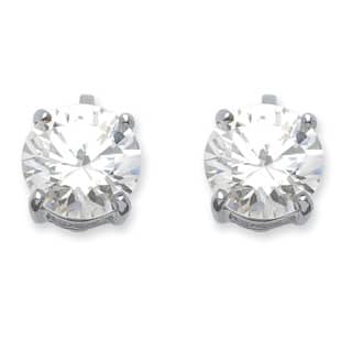 Clip On Cubic Zirconia Earrings Online At Our Silver Tone Clip On Stud Earrings 14x9mm Round Cubic Zirconia 6 Cttw Tdw