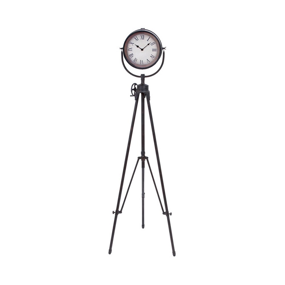 Metal Tripod Standing Wall Clock (Black quartz clock and tripod stand 57 inches high x 17 inches wide Material Rust free premium grade metal alloy Color Black quartz clock and tripod stand Rust free premium grade metal alloy Color Black quartz clock an