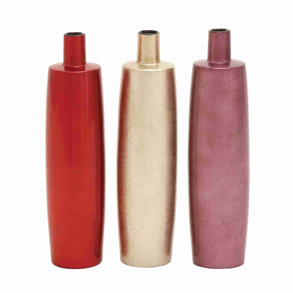 Bottle Shape Wood Lacquer Vases (set Of 3)