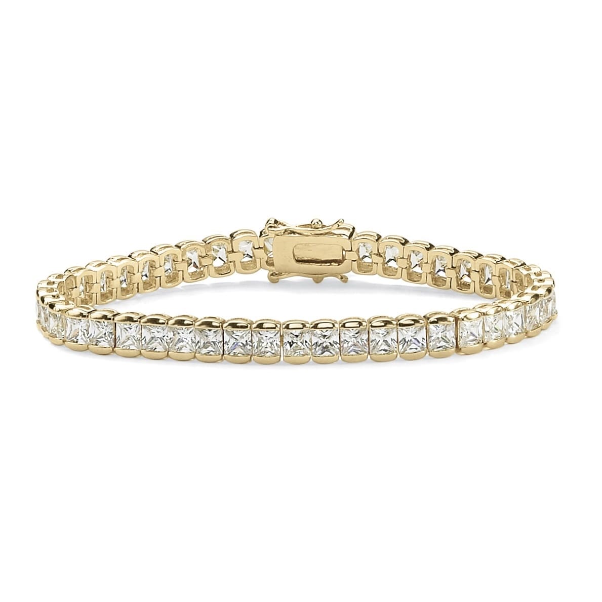 Rhinestone Round Cut Cubic Zirconia Tennis 18K Gold Plated Fashion Bracelet